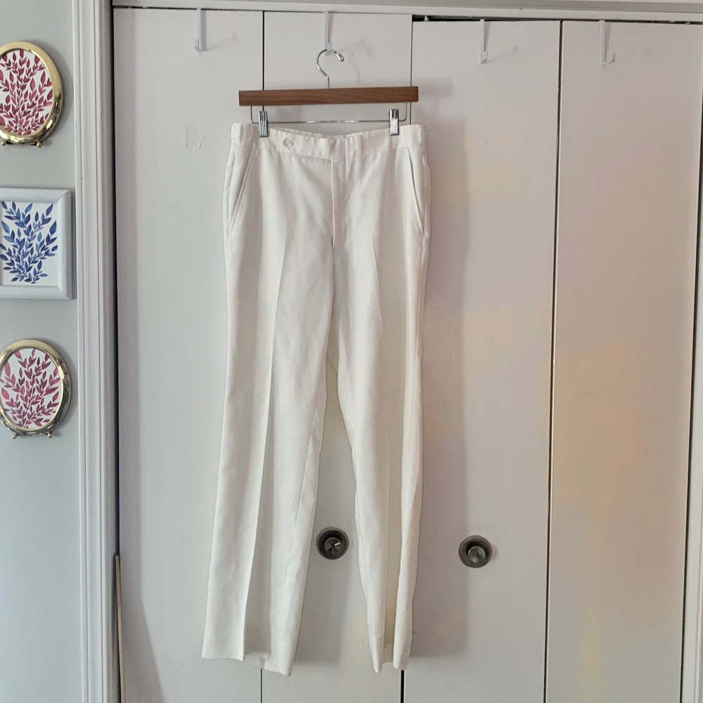 Vintage White Linen Halston Trousers Size 8